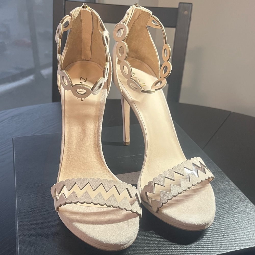 Zvelle - Nude Suede Ankle Strap Heels SIZE39